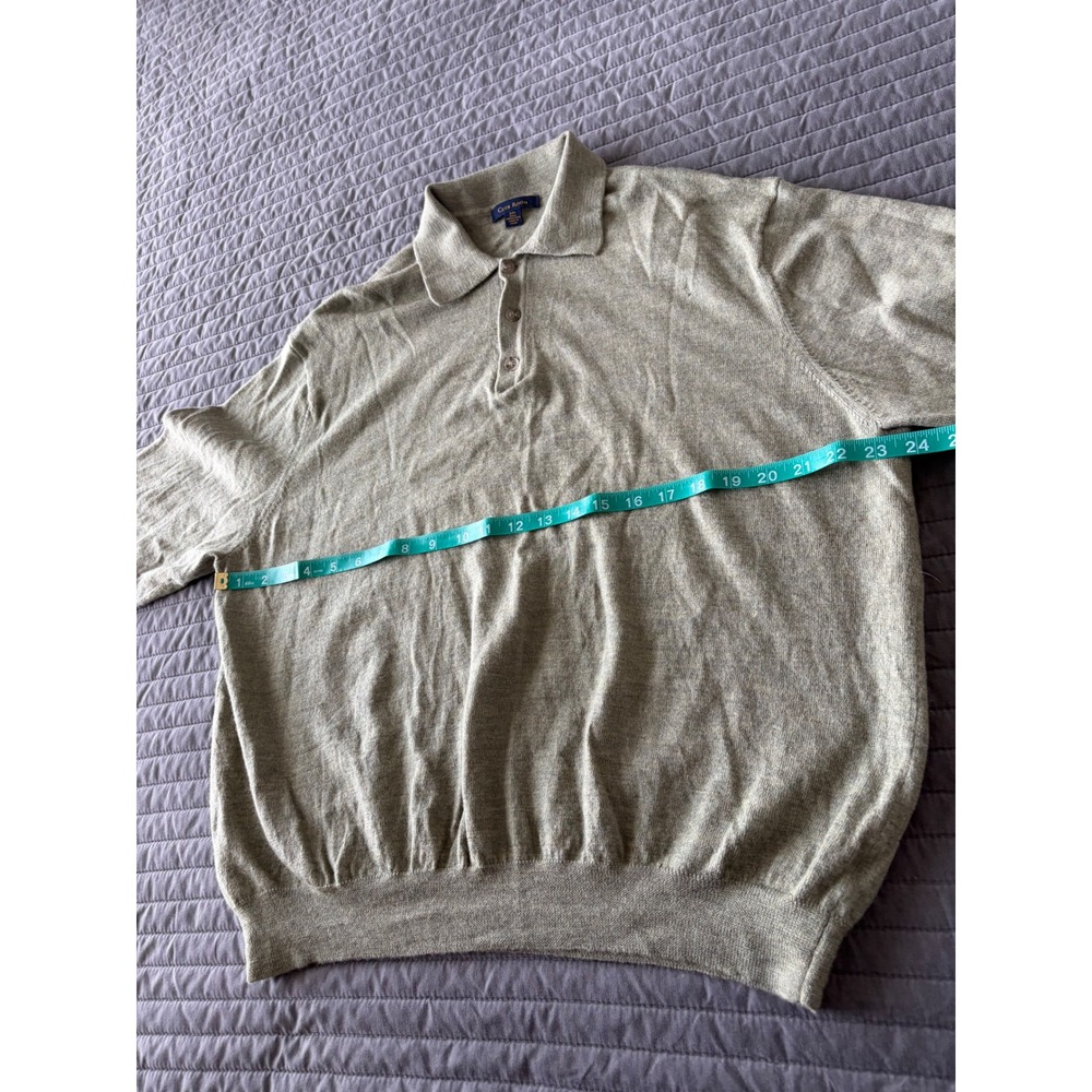 Club Room Mens XXL Merino Wool Long Sleeve Polo Sweater Olive Green Heather - Picture 5 of 8